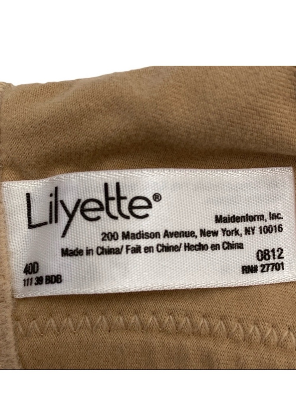 Lilyette by Maidenform 40D Nude Full Coverage Underwire T-Shirt Bra Beige Tan - Picture 10 of 11